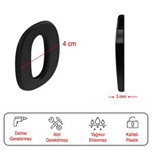 Kapı Numarası Yapışkanlı Küçük Boy 50 Mm 5 Cm Numara 0 Rakam Sıfır Sayı Siyah Renk Numaralar 1 Adet