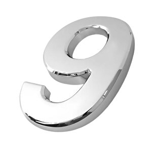 Kapı Numarası Yapışkanlı Küçük Boy 50 Mm 5 Cm Numara 9 Rakam Dokuz Sayı Krom Renk Numaralar 1 Adet