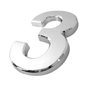 Yapışkanlı Kapı Numarası Küçük Boy 50 Mm 5 Cm Numara 3 Rakam Üç Sayısı Krom Renk Numaralar 1 Adet