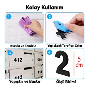 Kapı Numarası Yapışkanlı Küçük Boy 50 Mm 5 Cm Numara 2 Rakam İki Sayısı Siyah Renk Numaralar 1 Adet