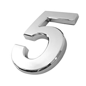 Kapı Numarası Yapışkanlı Küçük Boy 50 Mm 5 Cm Numara 5 Rakam Beş Sayısı Krom Renk Numaralar 1 Adet