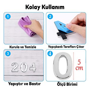 Kapı Numarası Yapışkanlı Küçük Boy 50 Mm 5 Cm Numara 0 Rakam Sıfır Sayı Krom Renk Numaralar 1 Adet