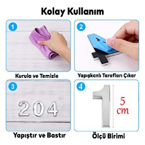 Kapı Numarası Yapışkanlı Küçük Boy 50 Mm  5 Cm Numara 1 Rakam Bir Sayısı Krom Renk Numaralar 1 Adet