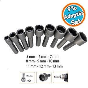Manyetik Mıknatıslı Matkap Uyumlu 5 6 7 8 9 10 11 12 13 Mm Somun Civata Adaptör Seti Crv Metal Uç
