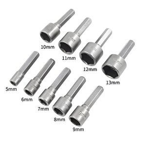 Manyetik Mıknatıslı Matkap Uyumlu 5 6 7 8 9 10 11 12 13 Mm Somun Civata Adaptör Seti Crv Metal Uç