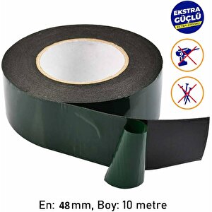 Çift Taraflı Bant Güçlü Yapıştırıcı Yapıştırma Köpük Bant Eva Montaj Bandı Siyah 48 Mm X 10 Metre