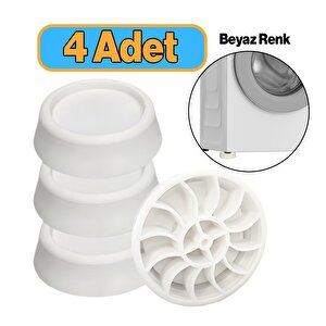 Titreşim Gürültü Önleyici Çamaşır Makinesi Kaydırmaz Stoper Beyaz Renk 4 Adet Ayak Denge Ayağı