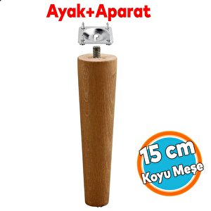 Ahşap Ayak Bağlantı Aparatlı Mobilya Koltuk Kanepe Sehpa Masa Ayağı Ayakları M8 Civatalı Ahşap 15 Cm