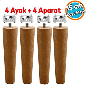 Mobilya Koltuk Kanepe Sehpa Masa Ayağı Ayakları M8 Civatalı Bağlantı Aparatlı 4'lü Set Ahşap 15 Cm