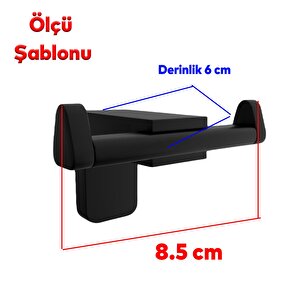 Banyo Bornoz Havlu Lavabo Çatal 2'li Metal Sağlam Aparat Siyah Askılık Asma Askı Vidalı
