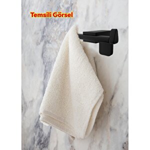 Banyo Bornoz Havlu Lavabo Çatal 2'li Metal Sağlam Aparat Siyah Askılık Asma Askı Vidalı