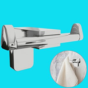 Banyo Bornoz Havlu Asma Askısı Lavabo Çatal 2'li Metal Sağlam Aparat Krom Askılık Vidalı