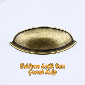 Eskitme Antik Sarı Mobilya Mutfak Dolabı Çekmece Dolap Kulpları Kulpu Kulb Midye Çanak Tas 64 Mm