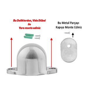 Mıknatıslı Metal Kapı Tutucu Çarpma Önleyici Durdurucu Stoper Vidalı Tampon Krom 1 Adet