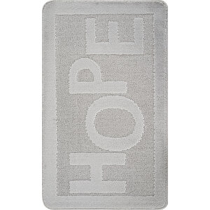 Doğal Kaymaz Taban Banyo Paspas Uzun Ömürlü Yumuşak Dokulu Su Emici Yıkanabilir Yazılı Paspas Hope 60x100 Gri