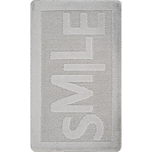 Doğal Kaymaz Taban Banyo Paspas Uzun Ömürlü Yumuşak Dokulu Su Emici Yıkanabilir Yazılı Paspas Smile 60x100 Gri
