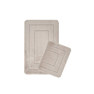 Doğal Kaymaz Taban Banyo Paspas Seti Uzun Ömürlü Yumuşak Dokulu Su Emici Yıkanabilir Çerçeve Set 50x80-50x40