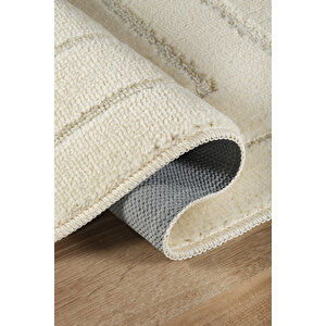 Doğal Kaymaz Taban Banyo Paspas Seti Uzun Ömürlü Yumuşak Dokulu Su Emici Yıkanabilir Çerçeve Set 50x80-50x40 Krem