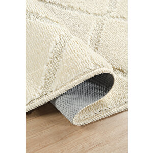 Doğal Kaymaz Taban Banyo Paspas Seti Uzun Ömürlü Yumuşak Dokulu Su Emici Yıkanabilir Çizgili Set 50x80-50x40 Krem