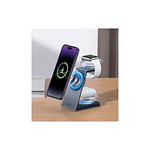 3in1 15w Telefon 2,5w Saat 3,5w Kulaklık Kablosuz Şarj İstasyonu Mg-80