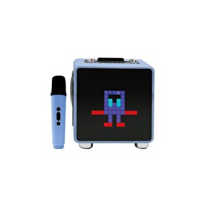 15w 11x11 Piksel Led Ekranlı Karaoke Bluetooth Hoparlör Mavi Bts-270