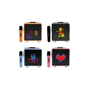15w 11x11 Piksel Led Ekranlı Karaoke Bluetooth Hoparlör Mavi Bts-270