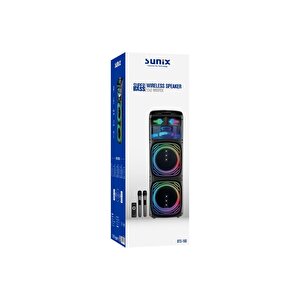 80w Çift Mikrofonlu 12x2 Woofer Ledli Bluetooth Hoparlör Bts-160
