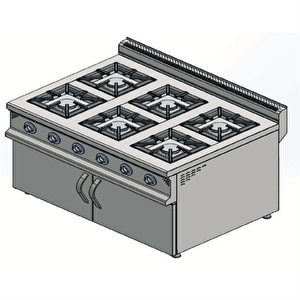 Csa Karacasan 900 Seri Dolaplı 120 Cm 6 Gözlü Doğalgazlı Ocak