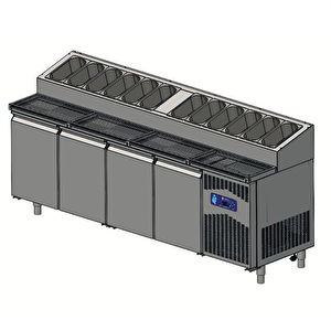 Csa Karacasan (430 Çelik) 235 Cm Dört Kapılı Pizza Hazırlık Dolabı