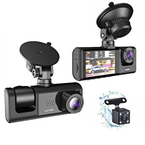 Hakopro Black Box 1080p Ön-arka 3 Kameralı 2.0”hd Ekran Ve G Sensörlü Akıllı Araç Kamerası