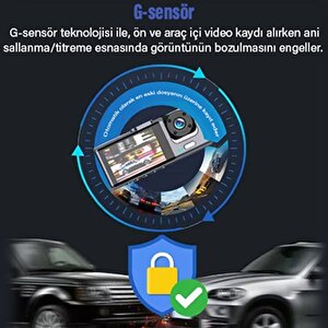 Hakopro Black Box 1080p Ön-arka 3 Kameralı 2.0”hd Ekran Ve G Sensörlü Akıllı Araç Kamerası