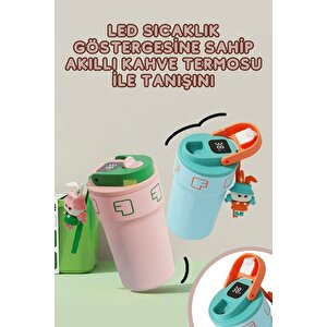 Vagonlife Yeni Koleksiyon 550ml Led Sıcaklık Göstergeli Rahat İçim Paslanmaz Çelik Akıllı Termos Mug Siyah-yeşil