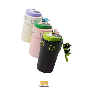 Vagonlife Yeni Koleksiyon 550ml Led Sıcaklık Göstergeli Rahat İçim Paslanmaz Çelik Akıllı Termos Mug Siyah-yeşil