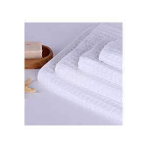 %100 Pamuk Pike 76x142 Havlu Beyaz