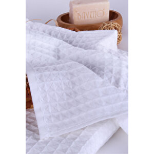 %100 Pamuk Pike 76x142 Havlu Beyaz