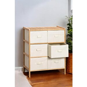 Bambu 6 Çekmeceli Dolap Çok Amaçlı Düzenleyici Organizer Şifonyer - B9196