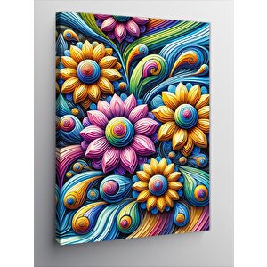 Kanvas Tablo Renkli Çiçek Dalgalanması 70x100 cm