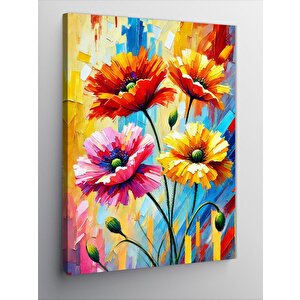 Kanvas Tablo Renkli Çiçek Deseni 50x70 cm