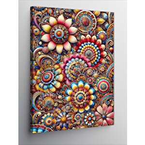Kanvas Tablo Renkli Çiçek Mozaikleri 100x140 cm