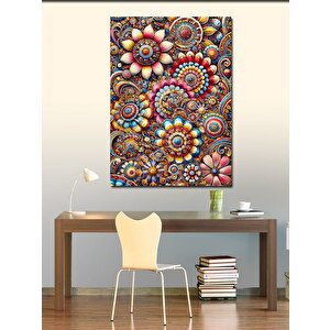 Kanvas Tablo Renkli Çiçek Mozaikleri 100x140 cm