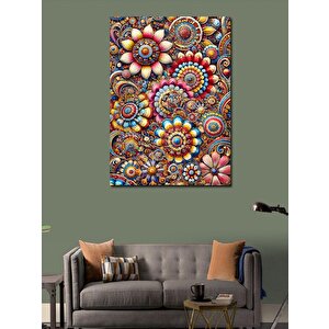 Kanvas Tablo Renkli Çiçek Mozaikleri 100x140 cm
