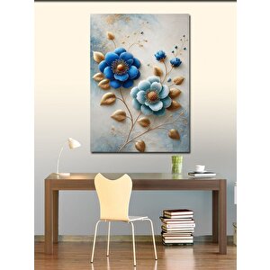 Kanvas Tablo Mavi Çiçek Tasarımı 70x100 cm