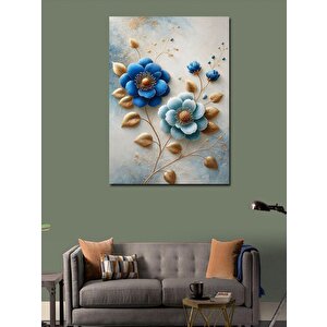 Kanvas Tablo Mavi Çiçek Tasarımı 70x100 cm