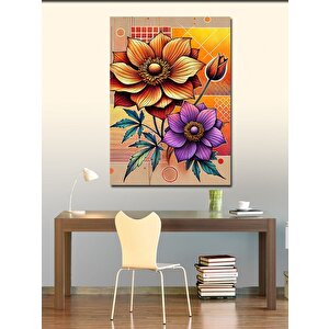 Kanvas Tablo Renkli Çiçek Motifi 100x140 cm