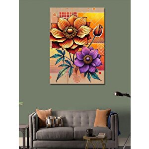 Kanvas Tablo Renkli Çiçek Motifi 100x140 cm