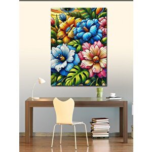 Kanvas Tablo Renkli Çiçek Çizimi 70x100 cm