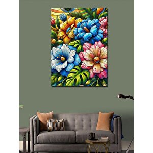 Kanvas Tablo Renkli Çiçek Çizimi 70x100 cm