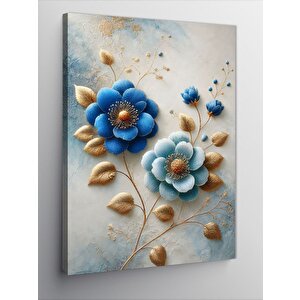 Kanvas Tablo Mavi Çiçek Tasarımı 100x140 cm