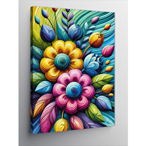 Kanvas Tablo Renkli Çiçek Aranjmanı 70x100 cm
