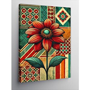 Kanvas Tablo Retro Çiçek Motifi 100x140 cm